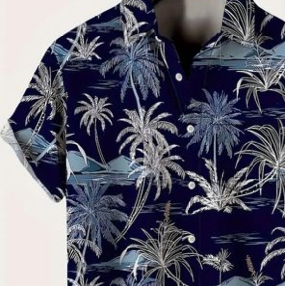 New with tags Plus Size Lapel Mens Hawaiian Shirt size 4x runs small like a 2x - Picture 4 of 5